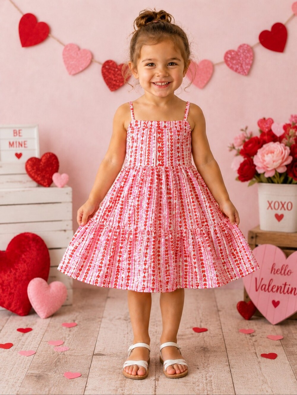 Cat & Jack Red and Pink Heart Valentine's Day Print Sundress